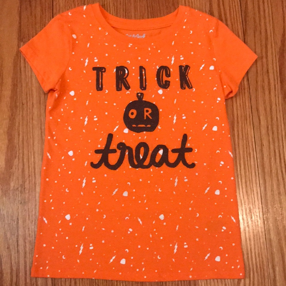 Girls S(6/6X) Halloween Trick or Treat Short Sleeve Top EUC